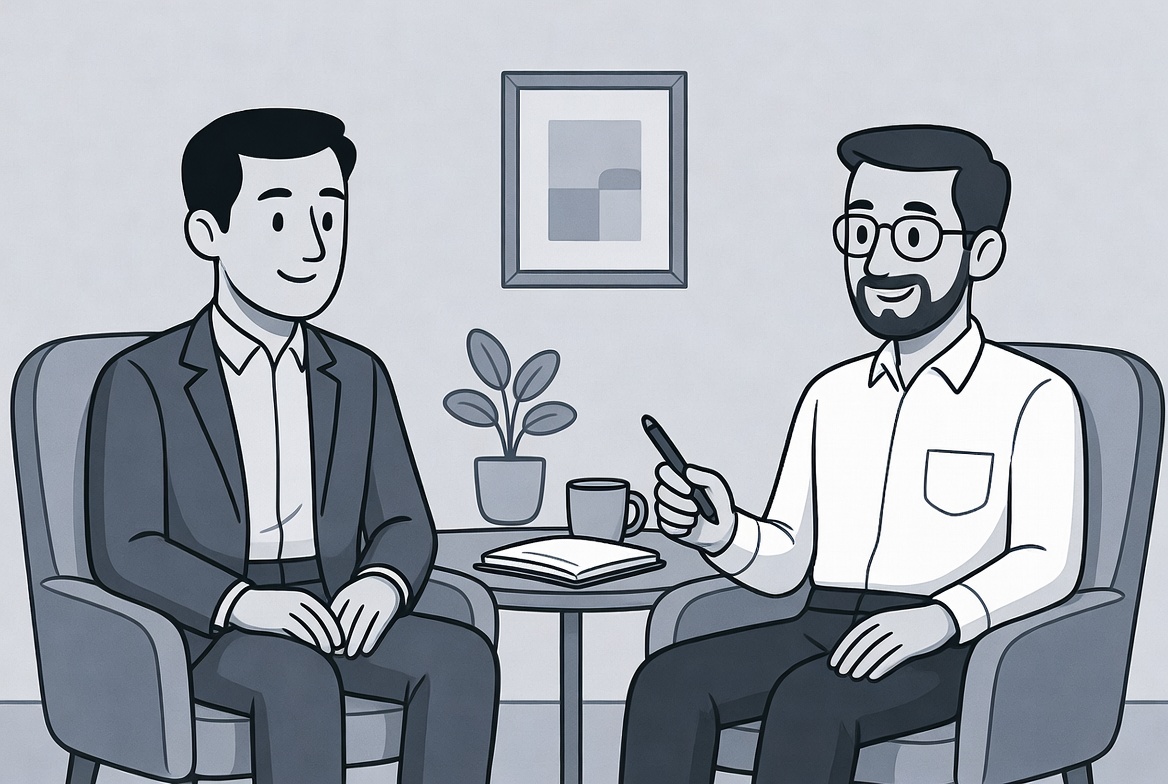 Mid-career professional finding clarity through counselling